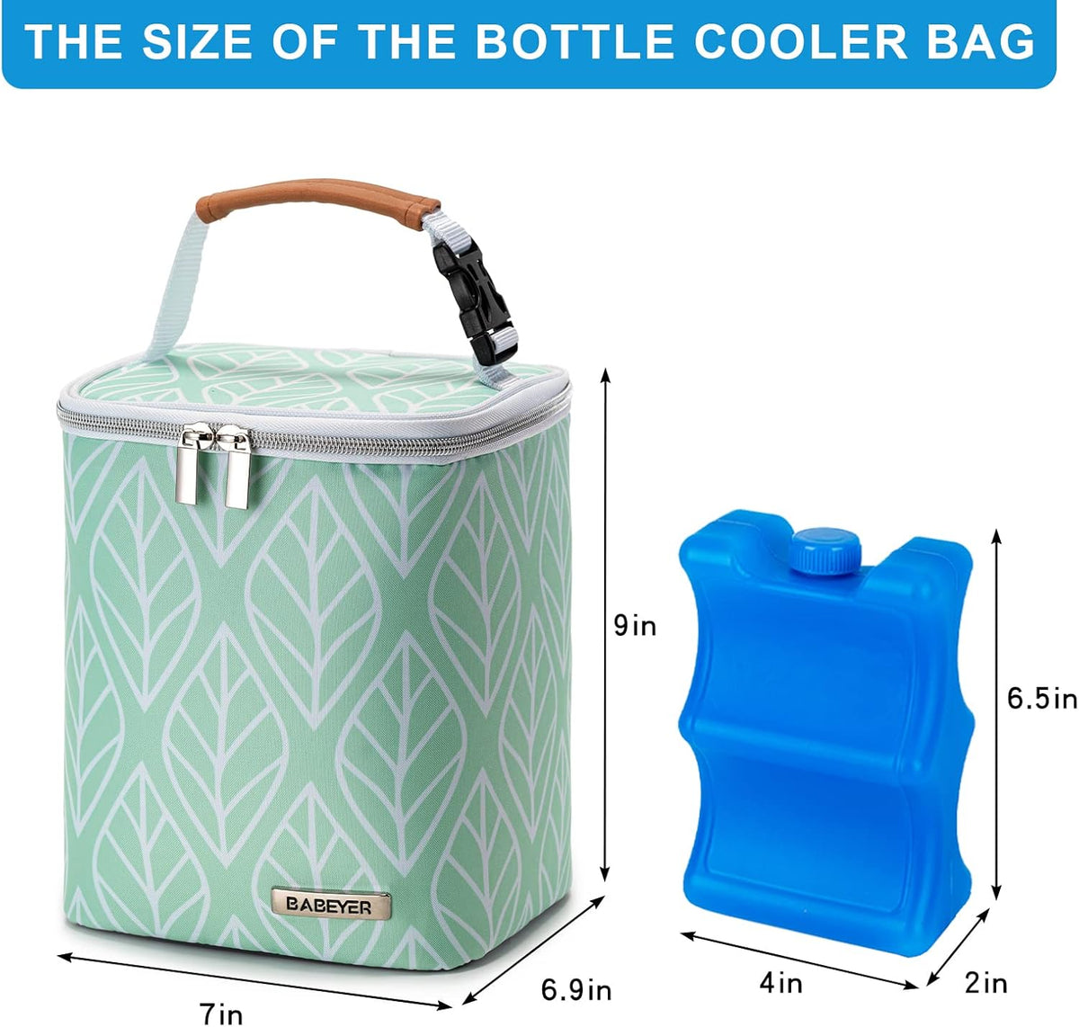 Breast Milk Cooler Bag with Ice Pack Fits 4 Baby Bottles Up to 9 Ounce, Baby Bottle Bag for Nursing Mom Daycare-Grey