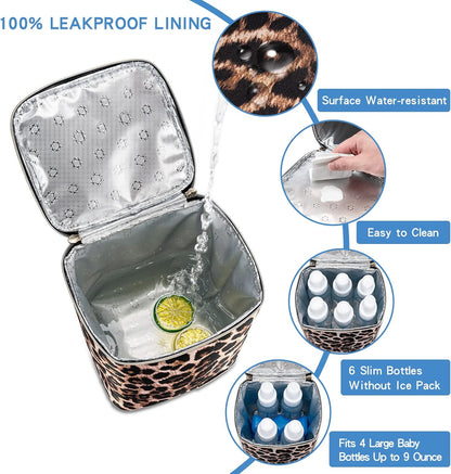 Breast Milk Cooler Bag with Ice Pack Fits 4 Baby Bottles Up to 9 Ounce, Baby Bottle Bag for Nursing Mom Daycare-Grey