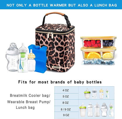 Breast Milk Cooler Bag with Ice Pack Fits 4 Baby Bottles Up to 9 Ounce, Baby Bottle Bag for Nursing Mom Daycare-Grey