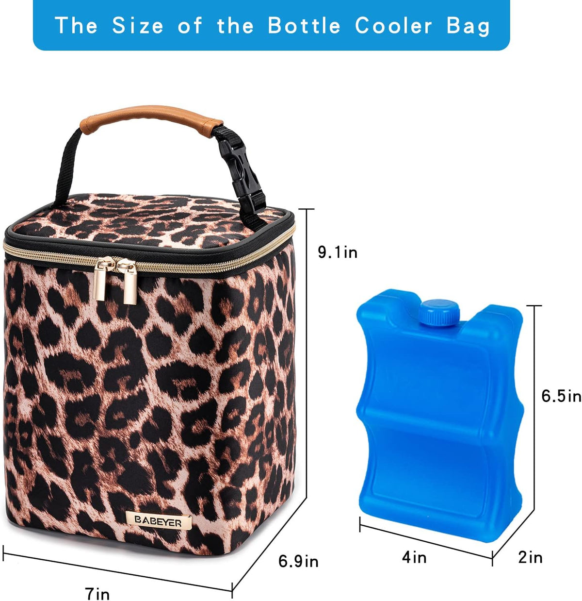 Breast Milk Cooler Bag with Ice Pack Fits 4 Baby Bottles Up to 9 Ounce, Baby Bottle Bag for Nursing Mom Daycare-Grey