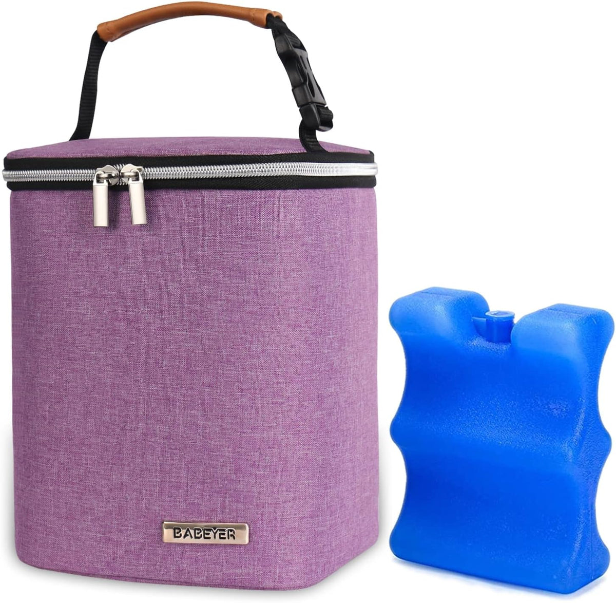Breast Milk Cooler Bag with Ice Pack Fits 4 Baby Bottles Up to 9 Ounce, Baby Bottle Bag for Nursing Mom Daycare-Grey