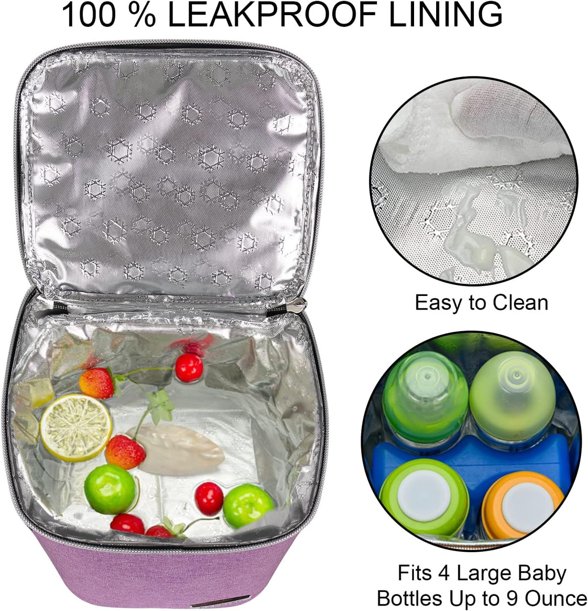 Breast Milk Cooler Bag with Ice Pack Fits 4 Baby Bottles Up to 9 Ounce, Baby Bottle Bag for Nursing Mom Daycare-Grey