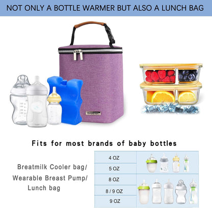 Breast Milk Cooler Bag with Ice Pack Fits 4 Baby Bottles Up to 9 Ounce, Baby Bottle Bag for Nursing Mom Daycare-Grey