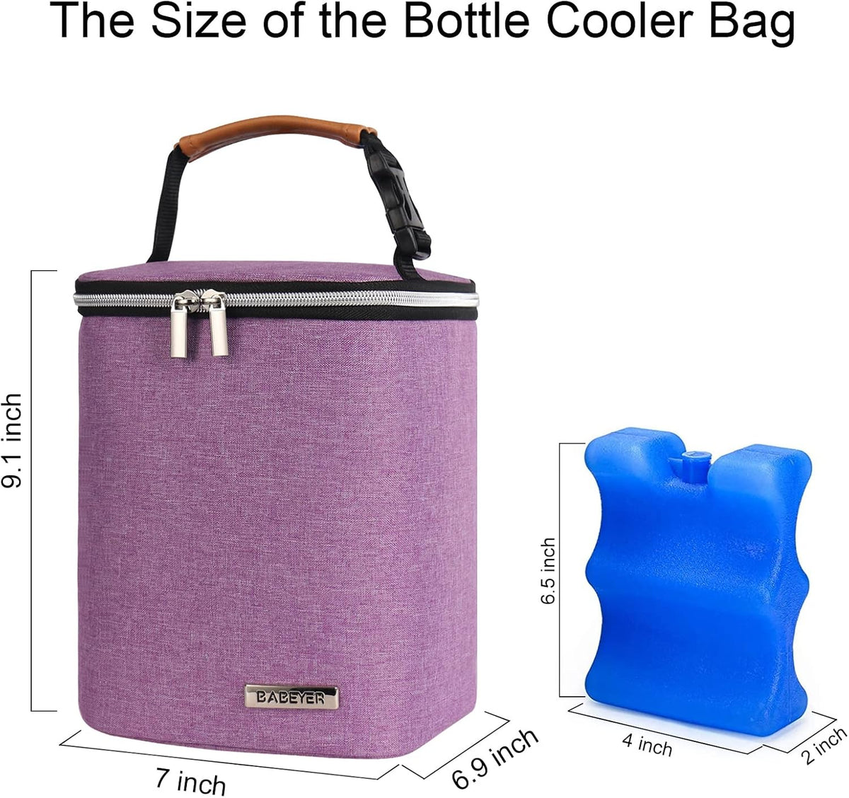 Breast Milk Cooler Bag with Ice Pack Fits 4 Baby Bottles Up to 9 Ounce, Baby Bottle Bag for Nursing Mom Daycare-Grey