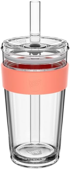 Cold Cup - Clear Plastic, Reusable Ice Coffee Tumbler with Lid and Straw - Tall 12oz (340ml)