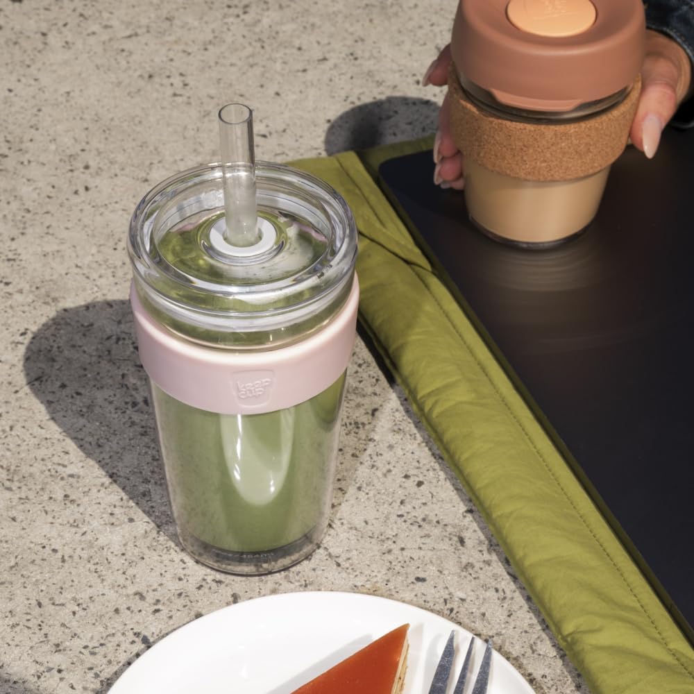 Cold Cup - Clear Plastic, Reusable Ice Coffee Tumbler with Lid and Straw - Tall 12oz (340ml)