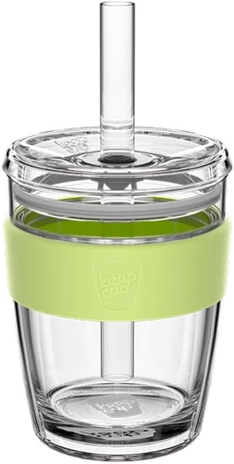 Cold Cup - Clear Plastic, Reusable Ice Coffee Tumbler with Lid and Straw - Tall 12oz (340ml)