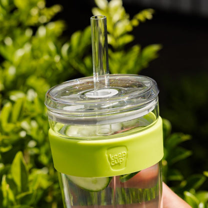Cold Cup - Clear Plastic, Reusable Ice Coffee Tumbler with Lid and Straw - Tall 12oz (340ml)