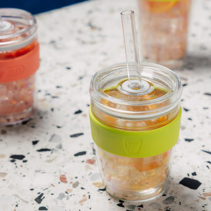 Cold Cup - Clear Plastic, Reusable Ice Coffee Tumbler with Lid and Straw - Tall 12oz (340ml)