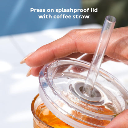 Cold Cup - Clear Plastic, Reusable Ice Coffee Tumbler with Lid and Straw - Tall 12oz (340ml)