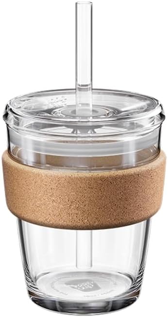 Cold Cup - Clear Plastic, Reusable Ice Coffee Tumbler with Lid and Straw - Tall 12oz (340ml)