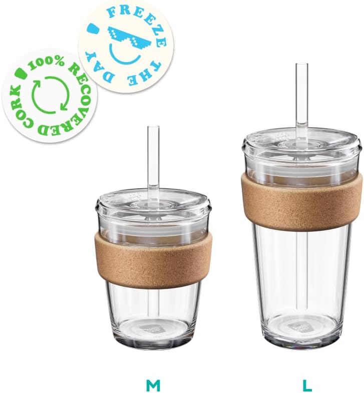 Cold Cup - Clear Plastic, Reusable Ice Coffee Tumbler with Lid and Straw - Tall 12oz (340ml)