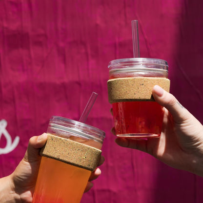 Cold Cup - Clear Plastic, Reusable Ice Coffee Tumbler with Lid and Straw - Tall 12oz (340ml)