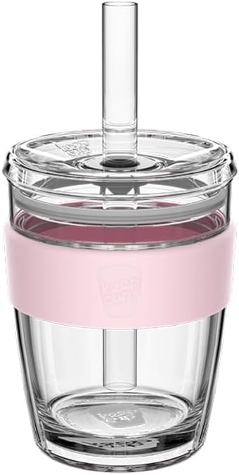 Cold Cup - Clear Plastic, Reusable Ice Coffee Tumbler with Lid and Straw - Tall 12oz (340ml)