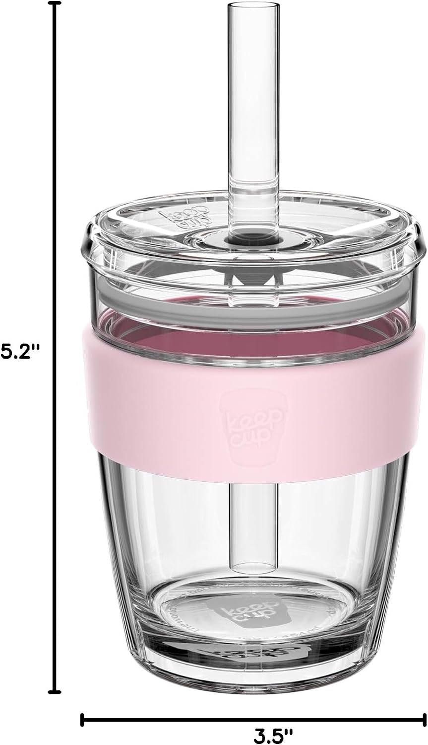 Cold Cup - Clear Plastic, Reusable Ice Coffee Tumbler with Lid and Straw - Tall 12oz (340ml)