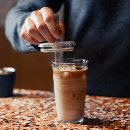 Cold Cup - Clear Plastic, Reusable Ice Coffee Tumbler with Lid and Straw - Tall 12oz (340ml)