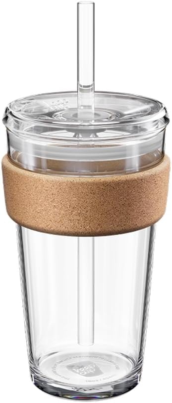 Cold Cup - Clear Plastic, Reusable Ice Coffee Tumbler with Lid and Straw - Tall 12oz (340ml)