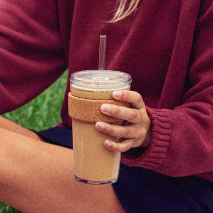 Cold Cup - Clear Plastic, Reusable Ice Coffee Tumbler with Lid and Straw - Tall 12oz (340ml)