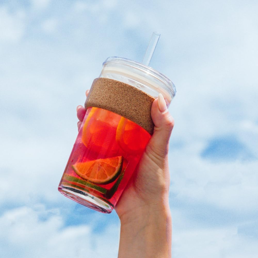 Cold Cup - Clear Plastic, Reusable Ice Coffee Tumbler with Lid and Straw - Tall 12oz (340ml)