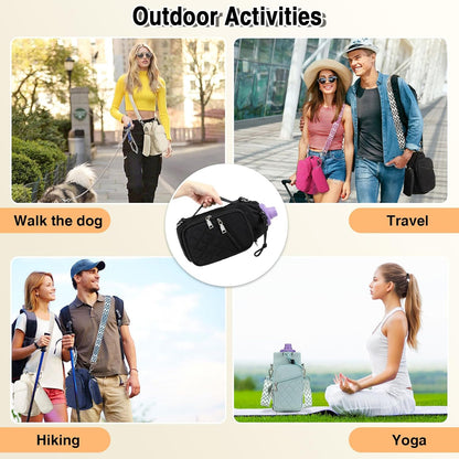Water Bottle Carrier Bag with Strap, Water Bottle Holder Crossbody Bags for Women Men for Walking, Hiking,Cycling