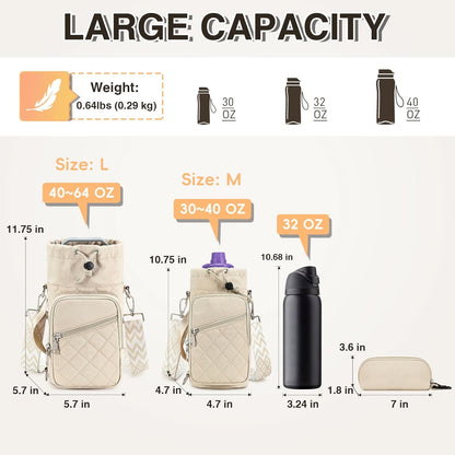 Water Bottle Carrier Bag with Strap, Water Bottle Holder Crossbody Bags for Women Men for Walking, Hiking,Cycling
