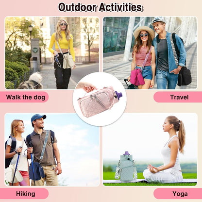 Water Bottle Carrier Bag with Strap, Water Bottle Holder Crossbody Bags for Women Men for Walking, Hiking,Cycling