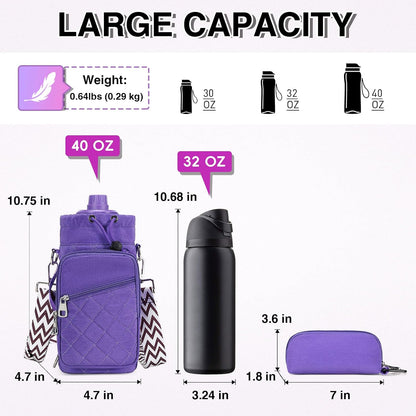 Water Bottle Carrier Bag with Strap, Water Bottle Holder Crossbody Bags for Women Men for Walking, Hiking,Cycling