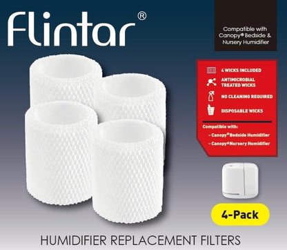 Humidifier Replacement Wick Filters, Compatible with Canopy Bedside and Nursery Humidifier, Made of Wood Pulp, 4-Pack