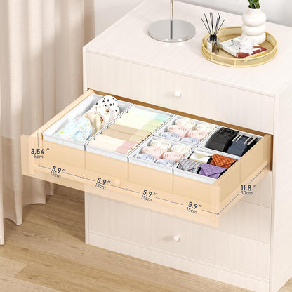 Drawer Organizer Clothes Storage - 16 Pack Baby Dresser Organizer for Nursery, Foldable Drawer Dividers for Bedroom Closet Organization, Fabric Storage Bins for Socks, Underwears, Bras