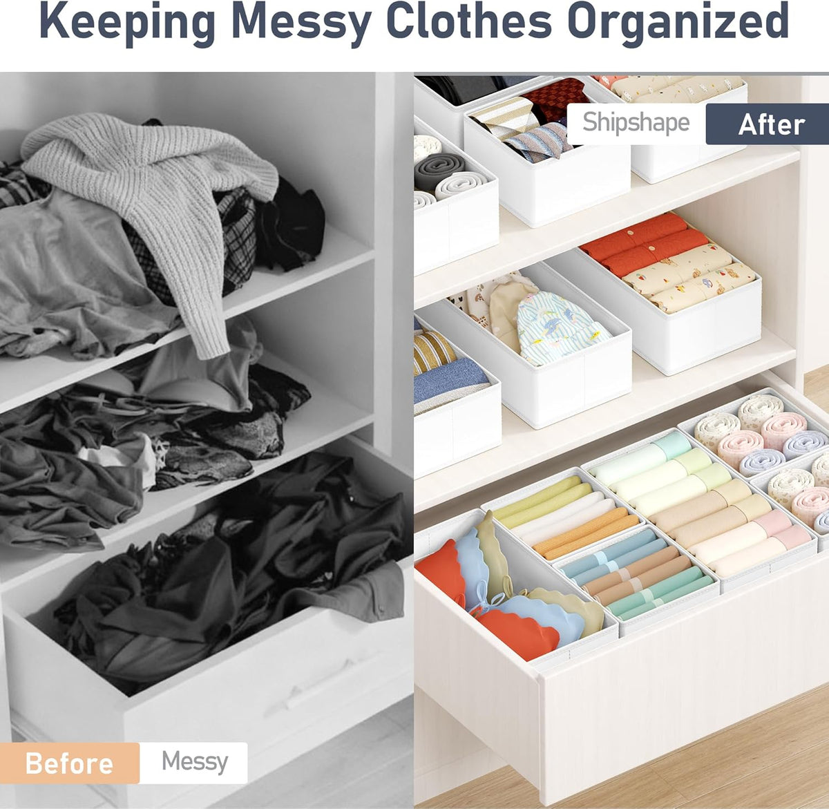 Drawer Organizer Clothes Storage - 16 Pack Baby Dresser Organizer for Nursery, Foldable Drawer Dividers for Bedroom Closet Organization, Fabric Storage Bins for Socks, Underwears, Bras