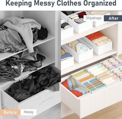 Drawer Organizer Clothes Storage - 16 Pack Baby Dresser Organizer for Nursery, Foldable Drawer Dividers for Bedroom Closet Organization, Fabric Storage Bins for Socks, Underwears, Bras