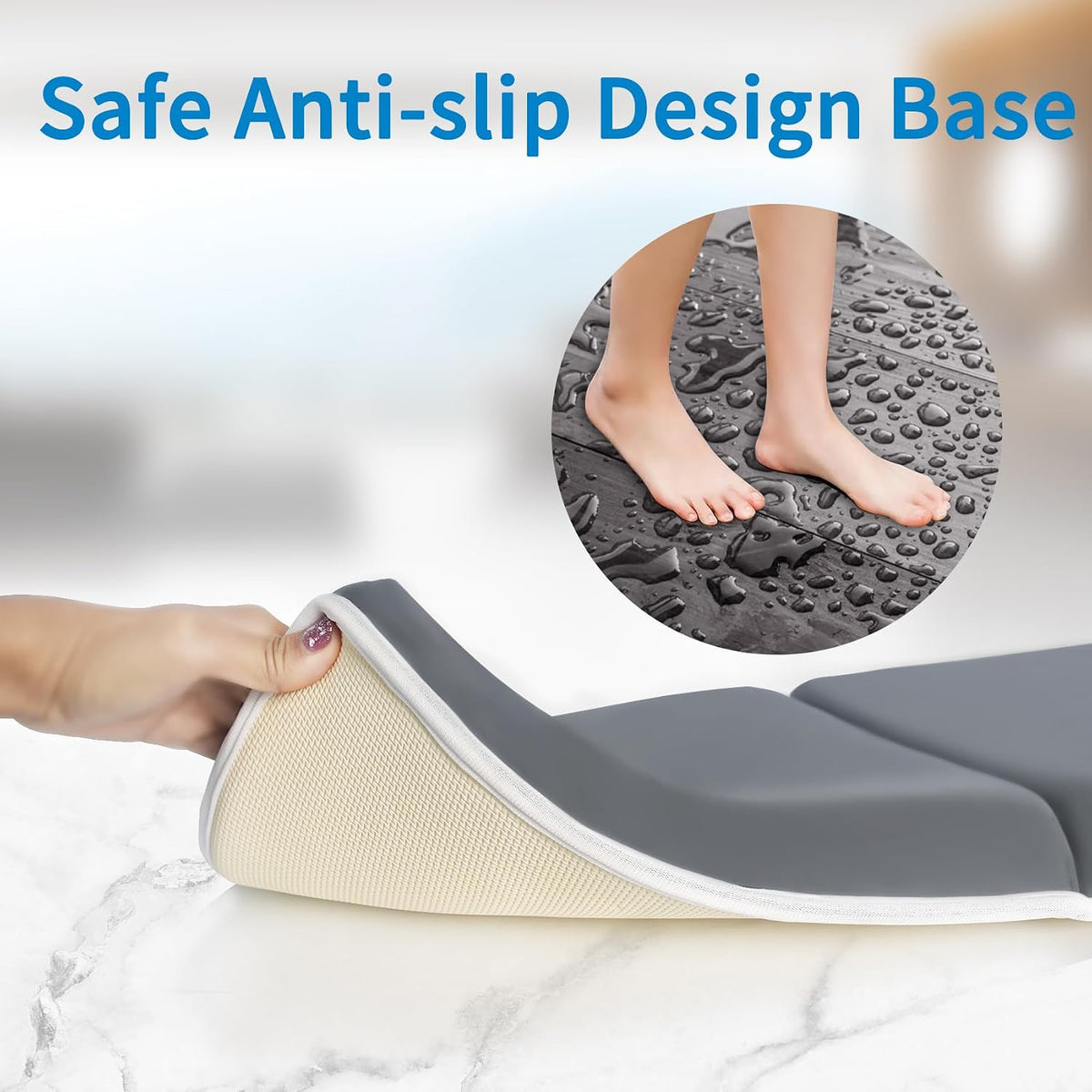 Bath Kneeler with Elbow Rest Pad Set, 1.5 inch Kneeling Pad Mat for Bathtub - Gray