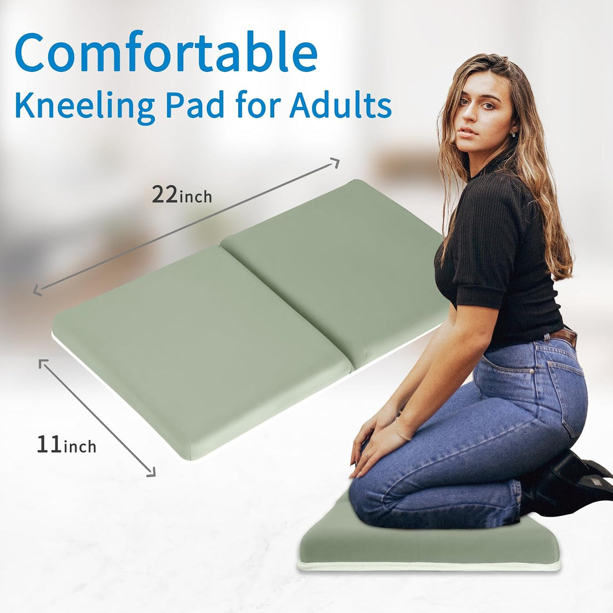 Bath Kneeler with Elbow Rest Pad Set, 1.5 inch Kneeling Pad Mat for Bathtub - Gray