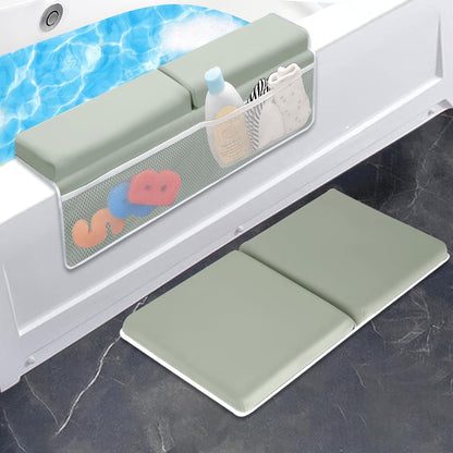 Bath Kneeler with Elbow Rest Pad Set, 1.5 inch Kneeling Pad Mat for Bathtub - Gray