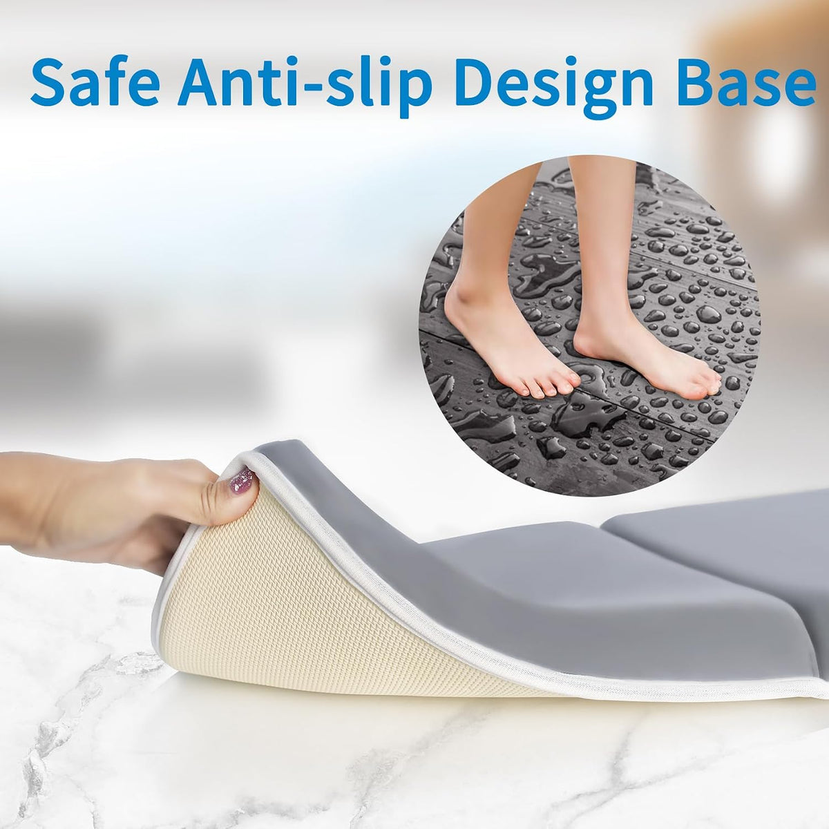 Bath Kneeler with Elbow Rest Pad Set, 1.5 inch Kneeling Pad Mat for Bathtub - Gray