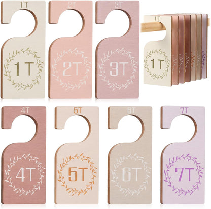 7 Pcs Baby Closet Dividers Wooden Clothes Organizer, Earth Tone
