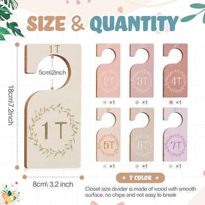 7 Pcs Baby Closet Dividers Wooden Clothes Organizer, Earth Tone
