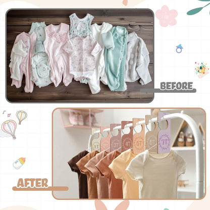 7 Pcs Baby Closet Dividers Wooden Clothes Organizer, Earth Tone