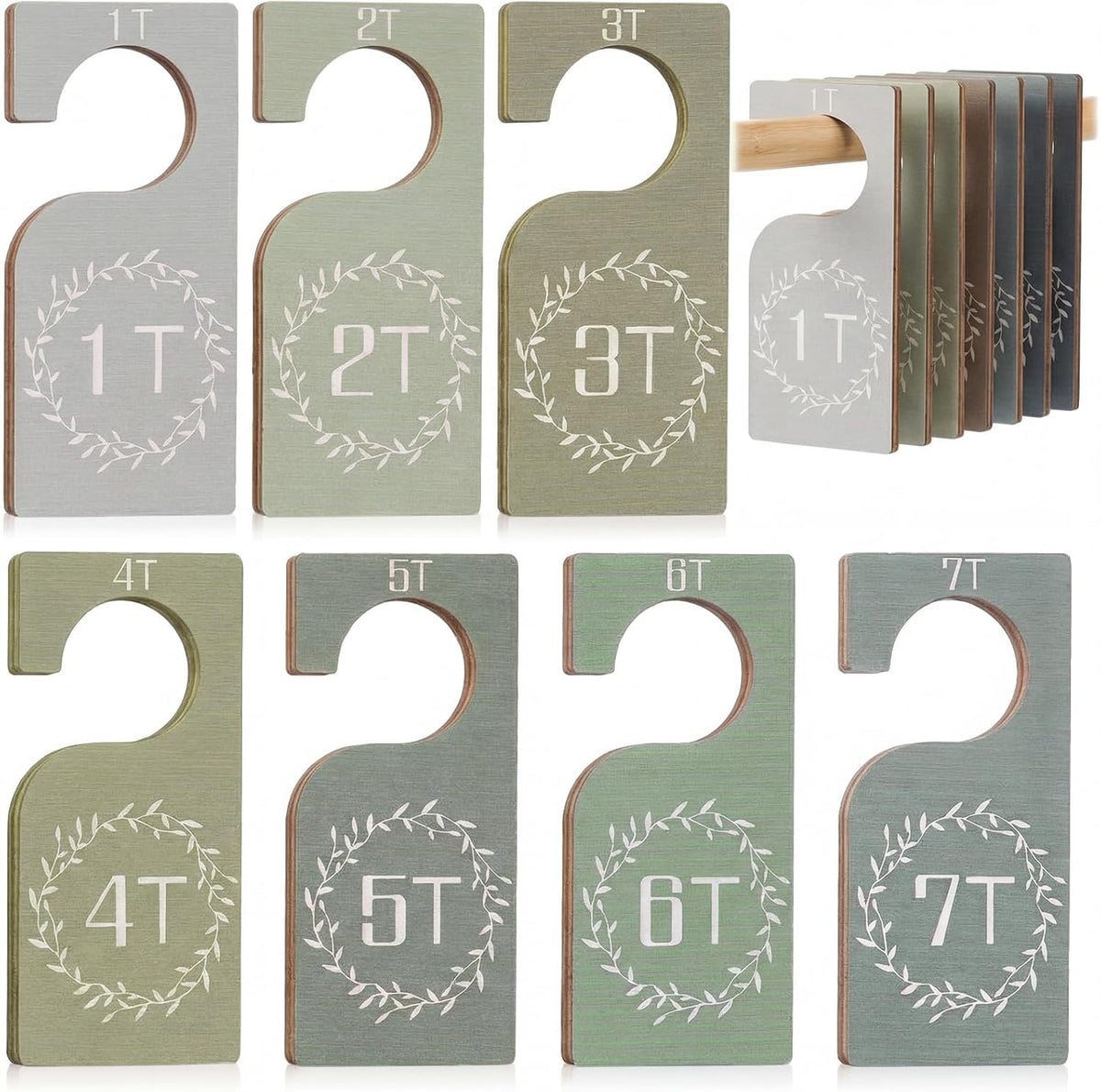 7 Pcs Baby Closet Dividers Wooden Clothes Organizer, Earth Tone