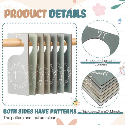 7 Pcs Baby Closet Dividers Wooden Clothes Organizer, Earth Tone