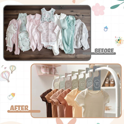 7 Pcs Baby Closet Dividers Wooden Clothes Organizer, Earth Tone