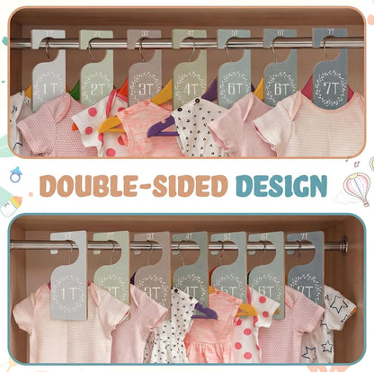 7 Pcs Baby Closet Dividers Wooden Clothes Organizer, Earth Tone