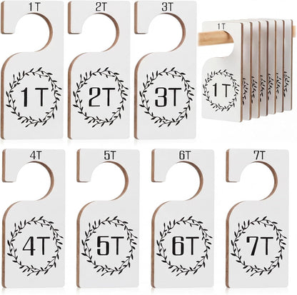 7 Pcs Baby Closet Dividers Wooden Clothes Organizer, Earth Tone
