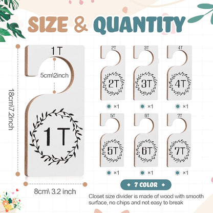 7 Pcs Baby Closet Dividers Wooden Clothes Organizer, Earth Tone