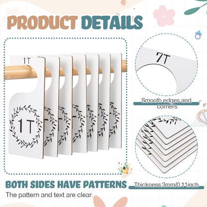 7 Pcs Baby Closet Dividers Wooden Clothes Organizer, Earth Tone