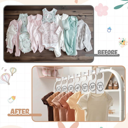 7 Pcs Baby Closet Dividers Wooden Clothes Organizer, Earth Tone