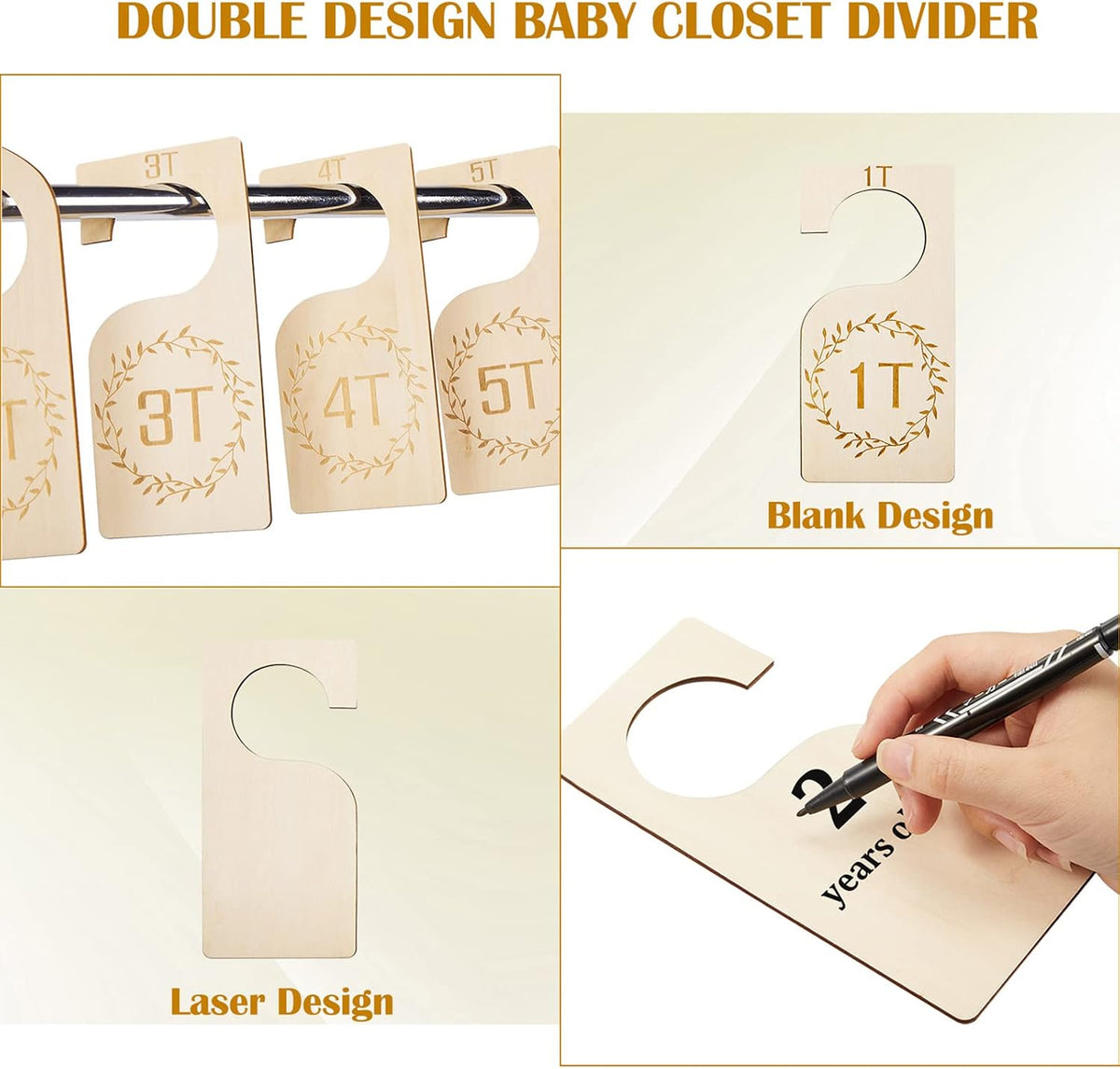 7 Pcs Baby Closet Dividers Wooden Clothes Organizer, Earth Tone