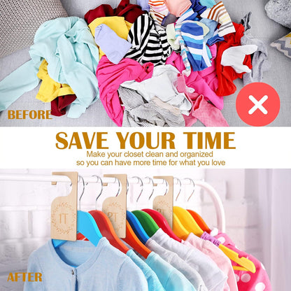 7 Pcs Baby Closet Dividers Wooden Clothes Organizer, Earth Tone