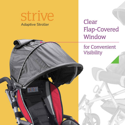 Canopy with Clear Flap Window for Strive 12" & 14" Adaptive Stroller – Premium Sun & Rain Protection Cover, Umbrella Shade Extender Accessory, Lightweight & Durable