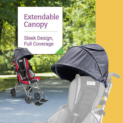 Canopy with Clear Flap Window for Strive 12" & 14" Adaptive Stroller – Premium Sun & Rain Protection Cover, Umbrella Shade Extender Accessory, Lightweight & Durable